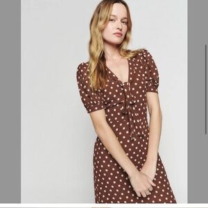 Reformation Reeds Dress – Au Lait (Brown Polka Dot) – Size 6